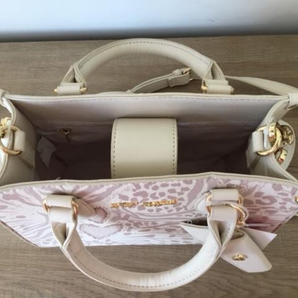 Betsey Johnson Pink and Cream Patterned Crossbody Satchel - Picture 9 of 11